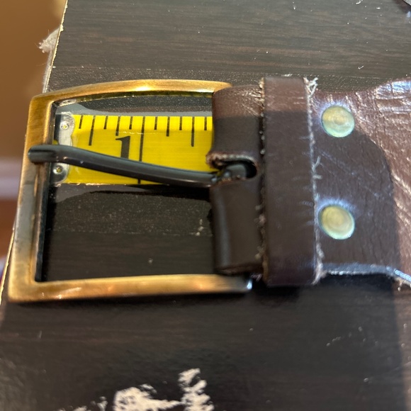 Unisex leather belt browns black 2” buckle 42” long - Picture 6 of 14